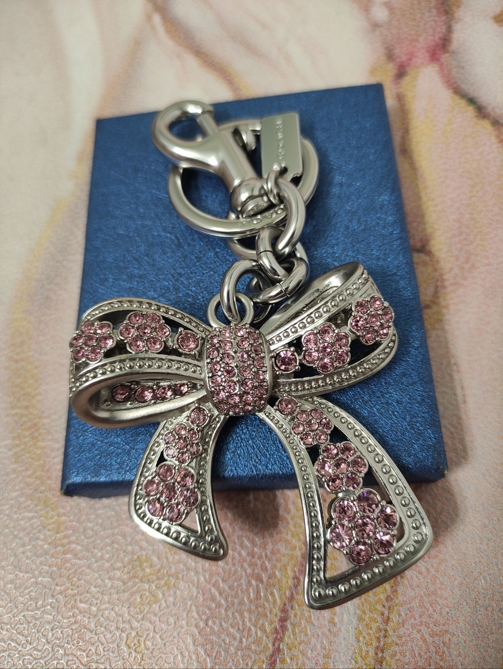 Coach CAX72 Bow Bag Charm Silver/Purple